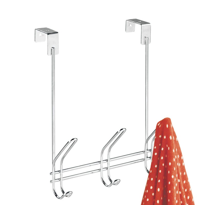 IDesign iDesign Classico Metal Over the Door Organizer 3Hook Rack for Coats Hats Robes Towels Jackets Purses Bedroom Closet and Bathroom 5 x 82 x 125 Chrome