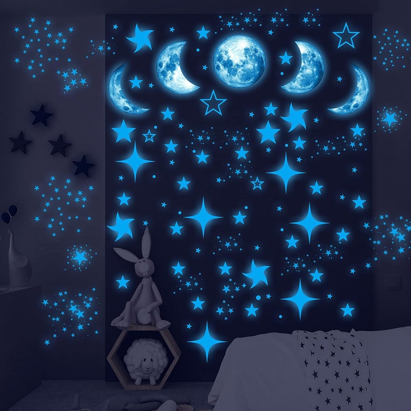 Robmoda Glow in The Dark Stars for Ceiling Starry Sky Stars and Moon Wall Decals Space Solar System Galaxy Planets Wall Decors Perfect Gifts for Kids Nursery Bedroom Living Room Birthday Party Christmas - Image 2