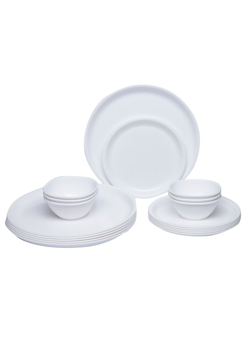 Incrizma Incrizma Polypropylene Microwave Safe Break Resistant Dinner Set, 18 Pieces, Round, White 
