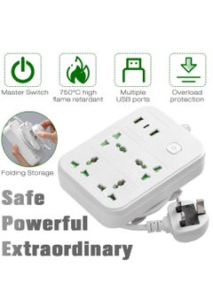 Necomi Universal Power Cord Expansion Lead Socket with 4 Power Socket and 2 USB and Type-C Slots 5 Meter-White  - Image 3