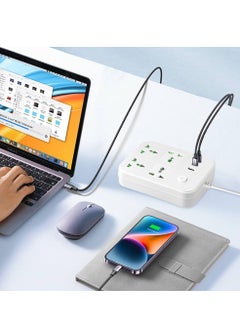 Necomi Universal Power Cord Expansion Lead Socket with 4 Power Socket and 2 USB and Type-C Slots 5 Meter-White  - Image 5