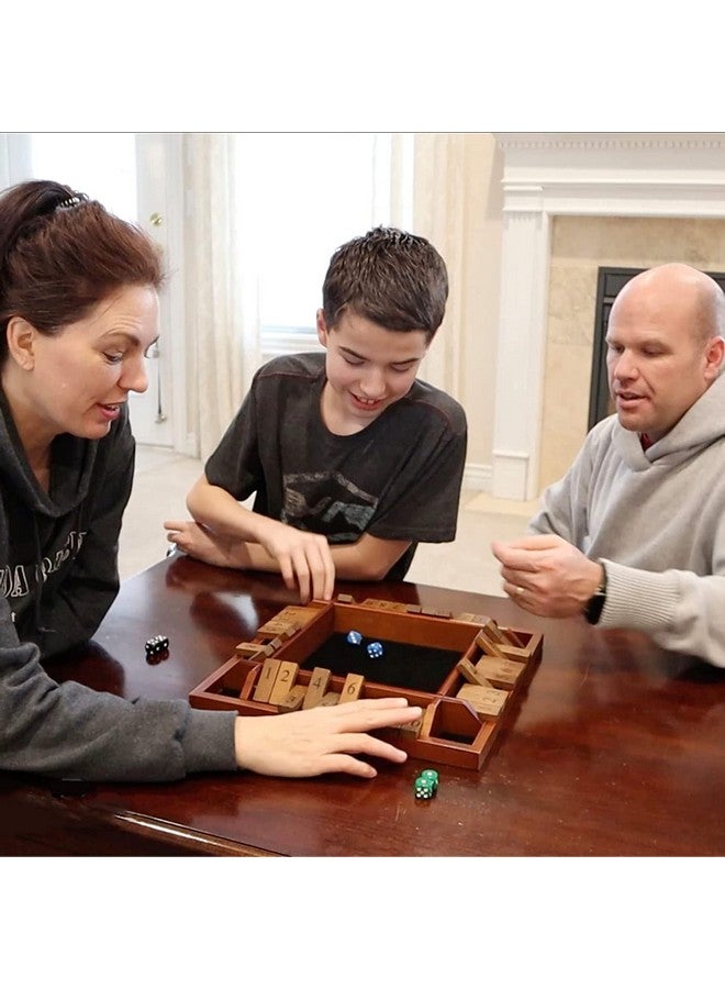 WE Games Shut The Box Board Game - Classic 4 Player Wooden Table Top Dice Game For Family Game Night, Walnut Stained Wood, 14 In., 10 Numbers, Classroom Play Or Bar Fun For Adults - Image 1