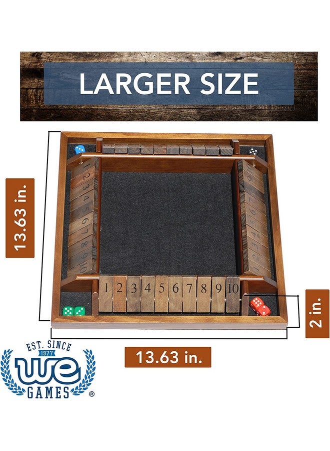 WE Games Shut The Box Board Game - Classic 4 Player Wooden Table Top Dice Game For Family Game Night, Walnut Stained Wood, 14 In., 10 Numbers, Classroom Play Or Bar Fun For Adults - Image 3