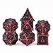 Cusdie 7Pcs Metal Dice with Metal Box Dagger Design Polyhedral DND Dice Set for Role Playing Game DD Dice Black with Red Font - Image 2