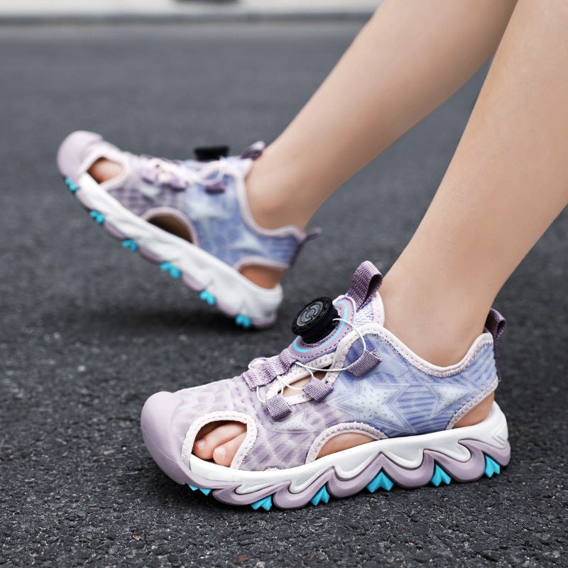 Bkg Style Baotou Sandals Boys Lightweight Breathable Soft Bottom Girls' Comfortable Swivel Button Children'S Shoes - Image 5