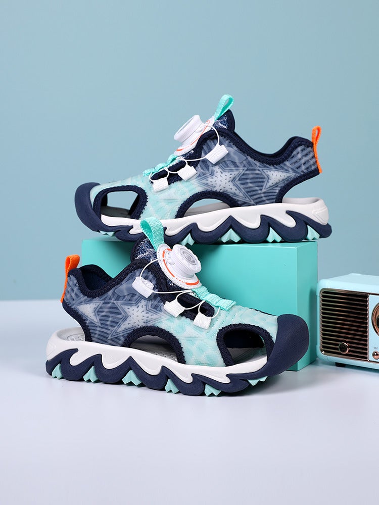 Bkg Style Baotou Sandals Boys Lightweight Breathable Soft Bottom Girls' Comfortable Swivel Button Children'S Shoes - Image 1