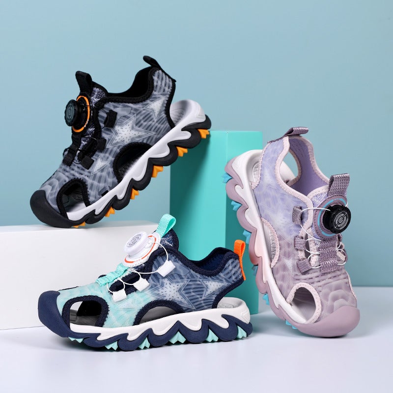 Bkg Style Baotou Sandals Boys Lightweight Breathable Soft Bottom Girls' Comfortable Swivel Button Children'S Shoes - Image 4