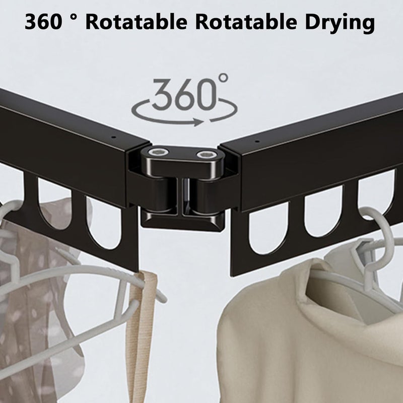 HomeFast Aluminium Wall Mount Clothes Drying Rack Folding Clothes Hanger Cloth Drying Stand with Hanger Retractable Collapsible Clothing Drying Laundry Racks for Balcony - Image 2