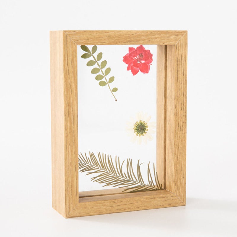 Wooden Photo Frame: 8In Square, Double-Sided Real Glass, 360° Rotatable Inner Frame - Textured Smooth Surface, Tabletop Frame for Wedding Decoration - Image 1
