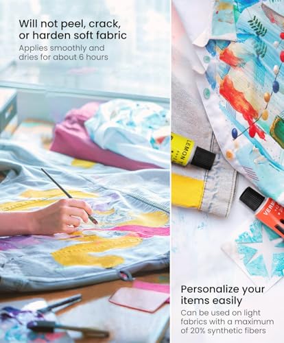 Colorful Fabric Paint Set for Clothes 12 Colors - Permanent Textile Paint Kit for Shoes, Canvas - Non-Toxic Slick Painting Set for Adults, Beginner & Artists - Image 3
