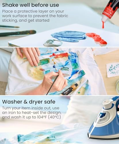 Colorful Fabric Paint Set for Clothes 12 Colors - Permanent Textile Paint Kit for Shoes, Canvas - Non-Toxic Slick Painting Set for Adults, Beginner & Artists - Image 4