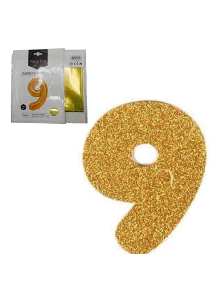 Foil Balloon Number 9 Large Metallic Number Balloon for Birthdays Anniversaries Celebrations and Events Durable Reusable Party Decoration in Vibrant Colors Easy to Inflate and Display (Glitter Golden)  - Image 4