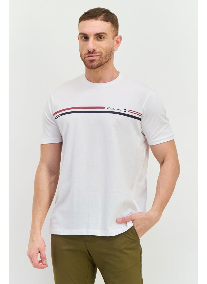 Ben Sherman - Men Crew Neck Short Sleeves Brand Logo T-Shirt, White - Image 1