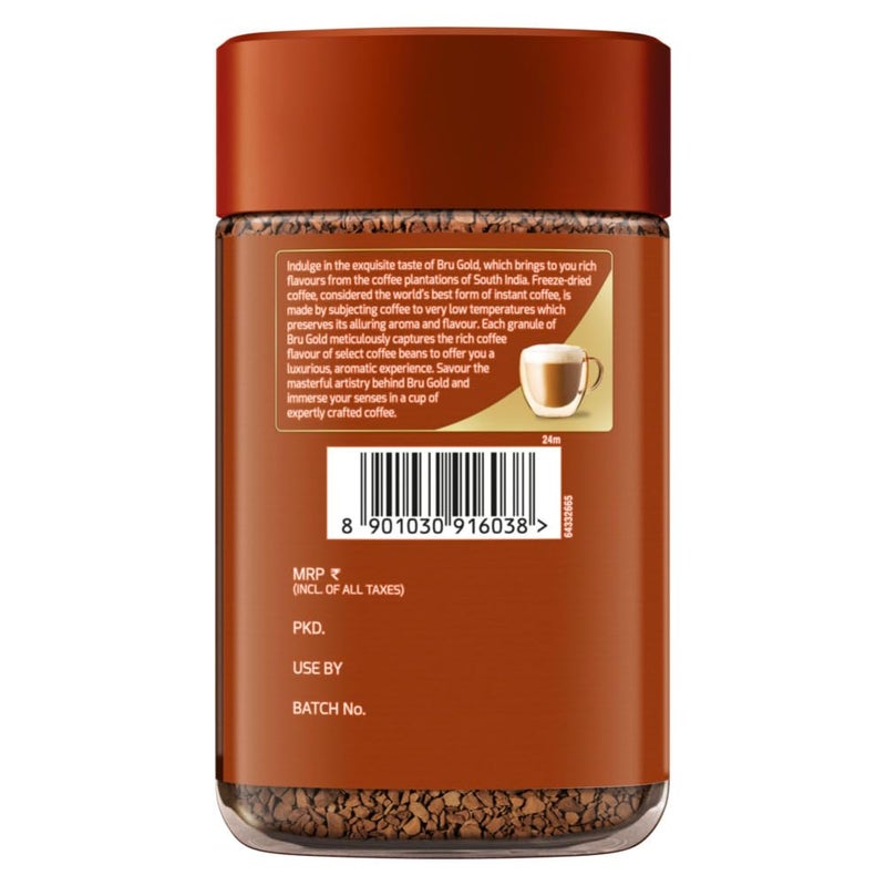 Bru Gold | Premium Freeze Dried Coffee Granules | Experience Intense Coffee Taste | Aromatic Instant Coffee Bottle | 100 gm - Image 3