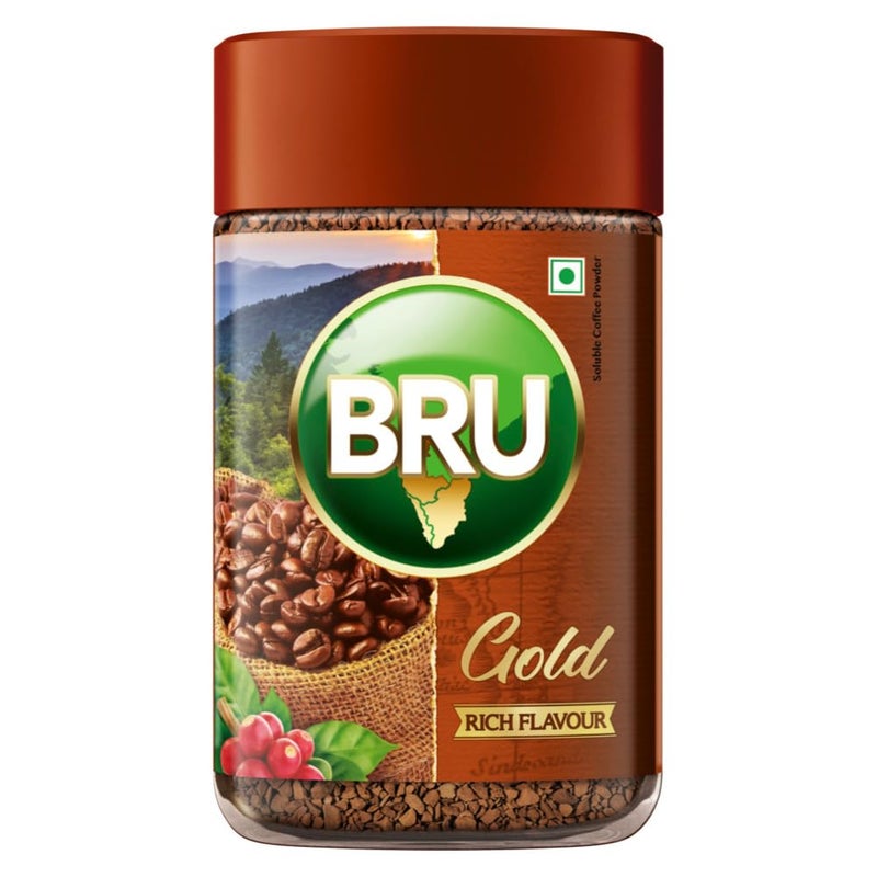Bru Gold | Premium Freeze Dried Coffee Granules | Experience Intense Coffee Taste | Aromatic Instant Coffee Bottle | 100 gm - Image 1
