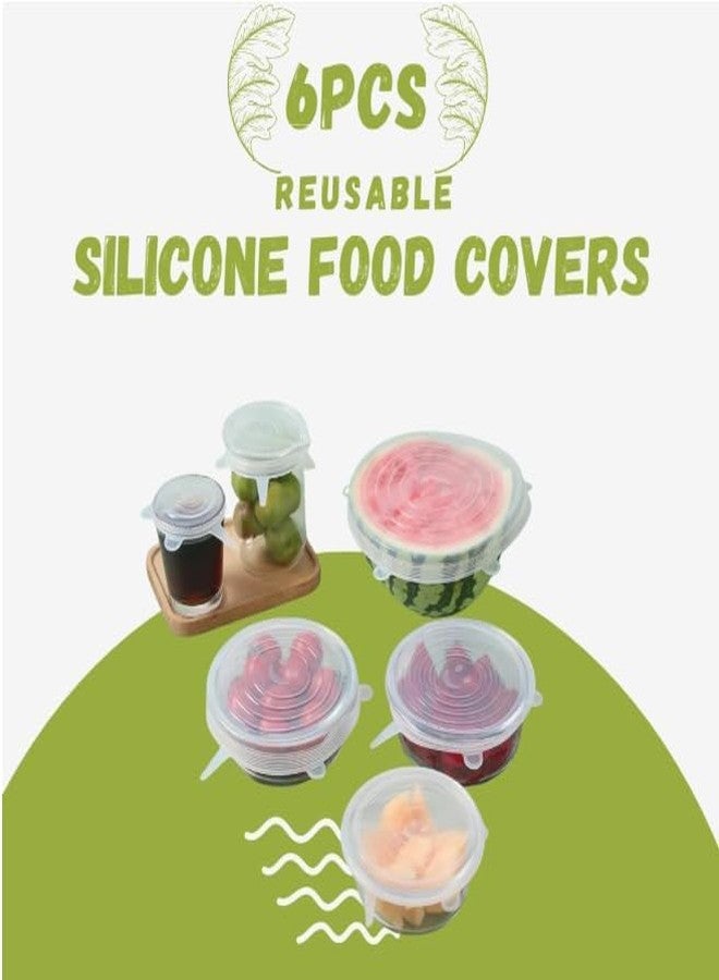 Homfel Silicone Stretch Lids Multi Size Set | Reusable Airtight Food Covers for Bowls, Cups & Containers | BPA Free Flexible Lids | Dishwasher & Freezer Safe Kitchen Storage Covers (Pack Of 6) - Image 3
