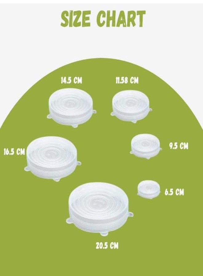 Homfel Silicone Stretch Lids Multi Size Set | Reusable Airtight Food Covers for Bowls, Cups & Containers | BPA Free Flexible Lids | Dishwasher & Freezer Safe Kitchen Storage Covers (Pack Of 6) - Image 2