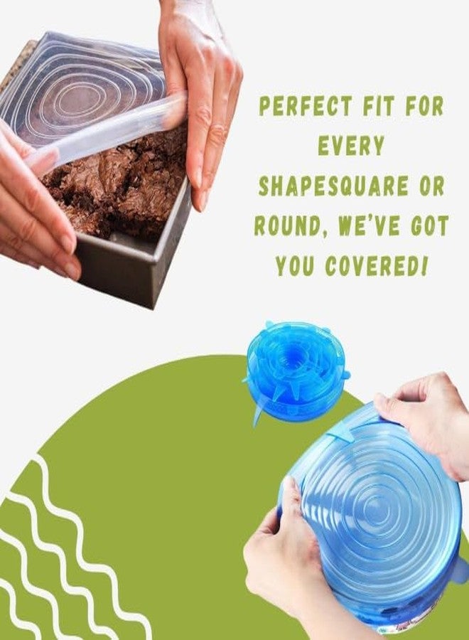 Homfel Silicone Stretch Lids Multi Size Set | Reusable Airtight Food Covers for Bowls, Cups & Containers | BPA Free Flexible Lids | Dishwasher & Freezer Safe Kitchen Storage Covers (Pack Of 6) - Image 5