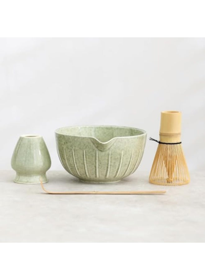 Matcha Whisk Set, Japanese Tea Set Includes Matcha Bowl with Spout, Matcha Whisk Holder, Bamboo Whisk and Scoop, Ceramic Matcha Kit for Traditional Japanese Tea Ceremony - Image 1