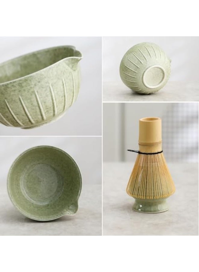 Matcha Whisk Set, Japanese Tea Set Includes Matcha Bowl with Spout, Matcha Whisk Holder, Bamboo Whisk and Scoop, Ceramic Matcha Kit for Traditional Japanese Tea Ceremony - Image 3