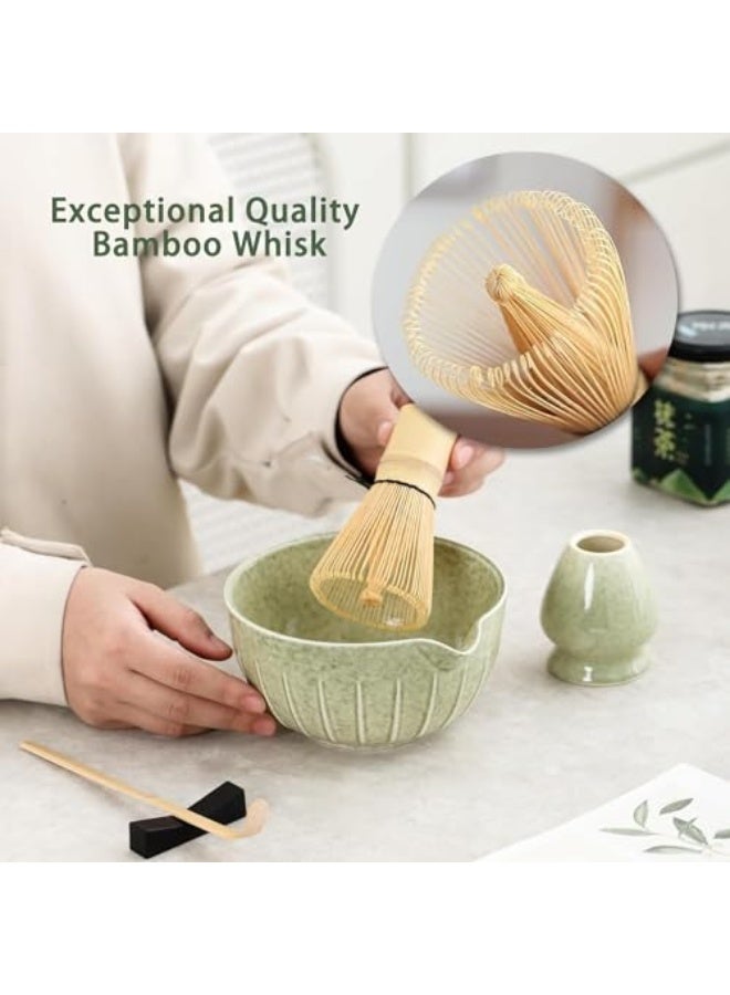 Matcha Whisk Set, Japanese Tea Set Includes Matcha Bowl with Spout, Matcha Whisk Holder, Bamboo Whisk and Scoop, Ceramic Matcha Kit for Traditional Japanese Tea Ceremony - Image 2