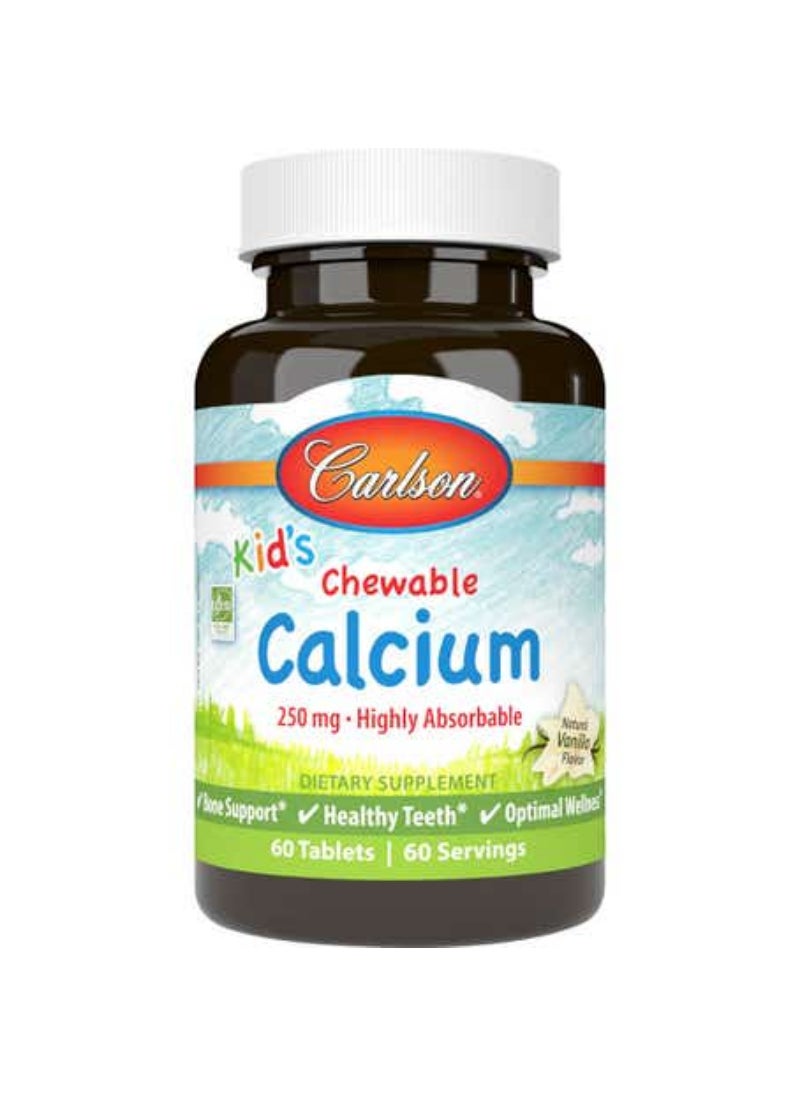 Carlson Kid's Chewable Calcium 250 mg 60 Tablets Vanilla