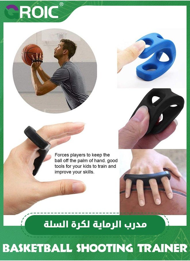 4 قطع من أدوات تدريب كرة السلة ومساعدات فرد الأصابع وجهاز تصحيح وضعية الجسم للشباب والكبار، باللونين الأزرق والأسود