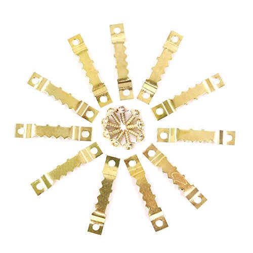 Rustark 120Pcs Golden Stainless Steel Sawtooth Picture Hangers Frame Hanging Hangers Double Hole with Screws for Picture Painting Frame Cross-Stitch - Image 4