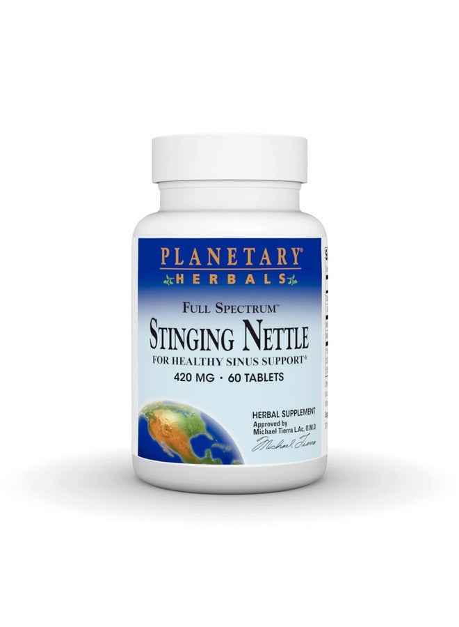 Planetary Herbals Full Spectrum Stinging Nettles, for Healthy Sinus Support* 420mg - 60 Tablets - Image 1