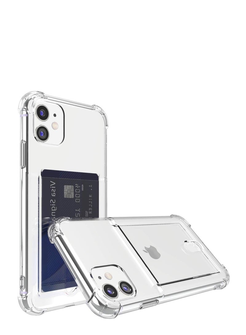 جراب محفظة شفاف لهاتف iPhone 11 مقاس 6.1 بوصة – حماية كاملة مع مكان للكروت - Image 1