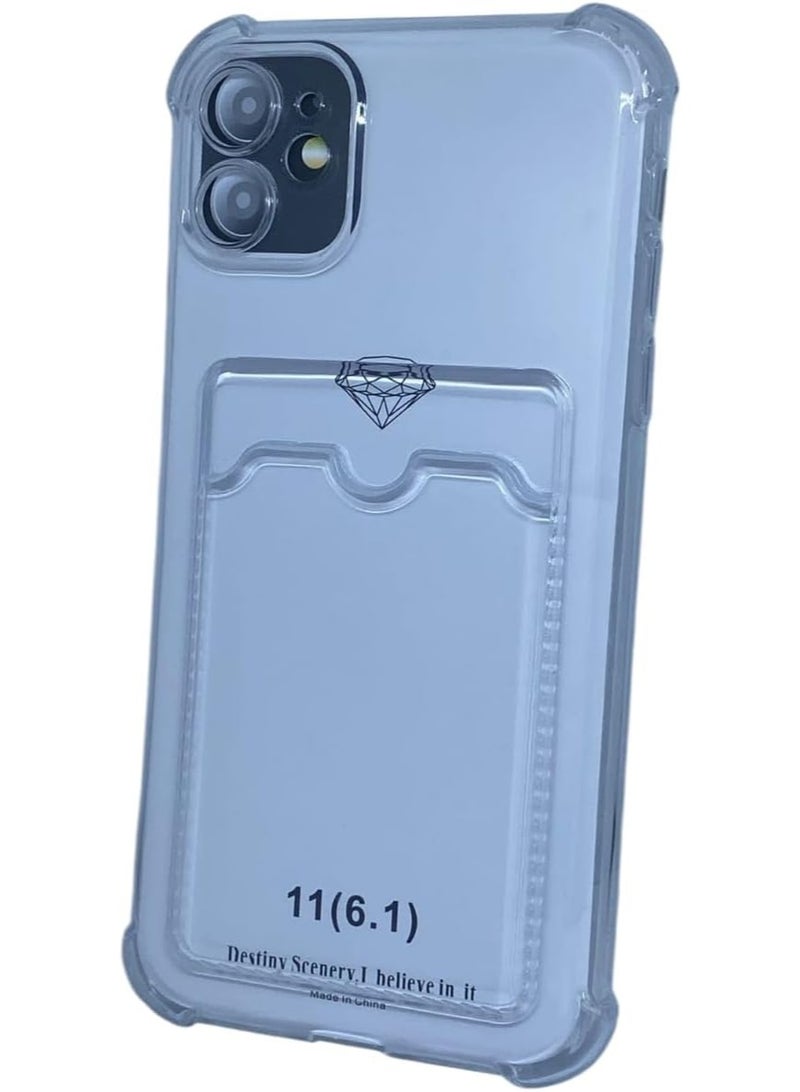 جراب محفظة شفاف لهاتف iPhone 11 مقاس 6.1 بوصة – حماية كاملة مع مكان للكروت - Image 2