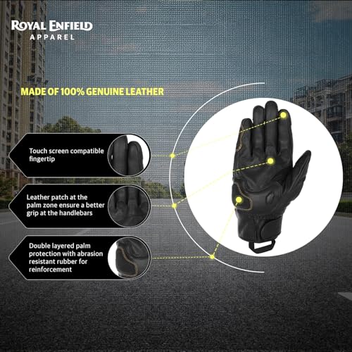 Royal Enfield ARIZONA LEATHER RIDING GLOVES | Premium Build: Genuine leather | Certification: CE Class L1-KP certified | TPR Protectors: Knuckles & Fingers | TAN L - Image 4
