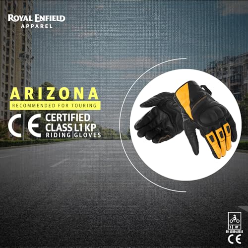 Royal Enfield ARIZONA LEATHER RIDING GLOVES | Premium Build: Genuine leather | Certification: CE Class L1-KP certified | TPR Protectors: Knuckles & Fingers | TAN L - Image 2