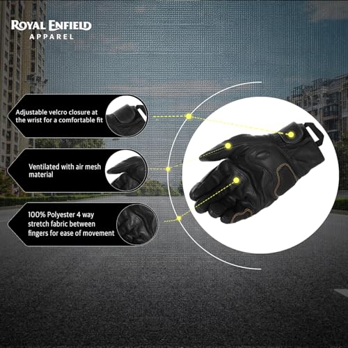 Royal Enfield ARIZONA LEATHER RIDING GLOVES | Premium Build: Genuine leather | Certification: CE Class L1-KP certified | TPR Protectors: Knuckles & Fingers | TAN L - Image 5