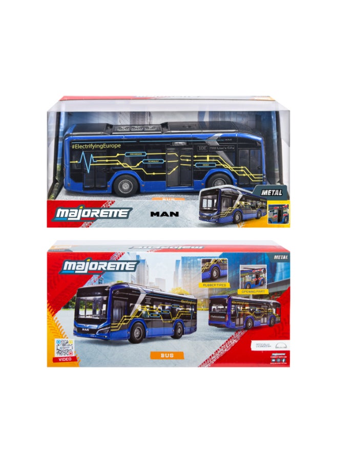 Majorette MAN Lion's City 10 E Bus, 22.5 cm Officially Licensed Electric City Bus, Grand Series Diecast Toy with Rubber Tires, Opening Side Door, Lights & Sound, Ages 3+ - Image 1