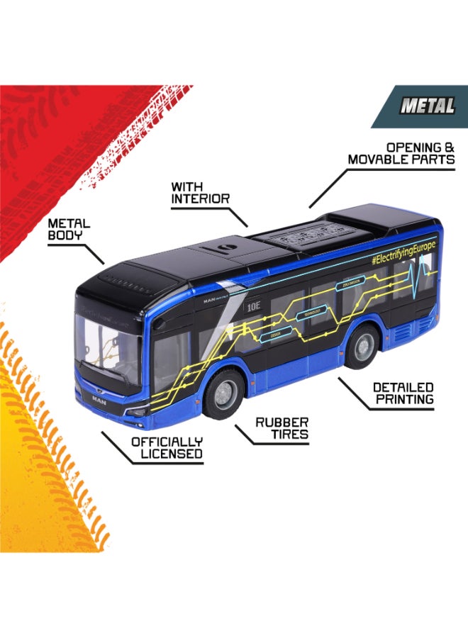 Majorette MAN Lion's City 10 E Bus, 22.5 cm Officially Licensed Electric City Bus, Grand Series Diecast Toy with Rubber Tires, Opening Side Door, Lights & Sound, Ages 3+ - Image 3