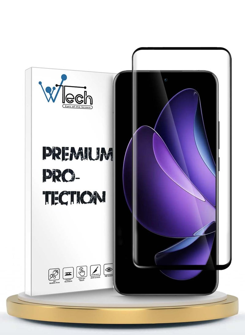 Wtech Oppo Reno13 Pro 5G 2024 Premium Edge-Pro Full Glue Full Cover Tempered Glass Screen Protector (MSGPCN) - Clear/Black - Image 1