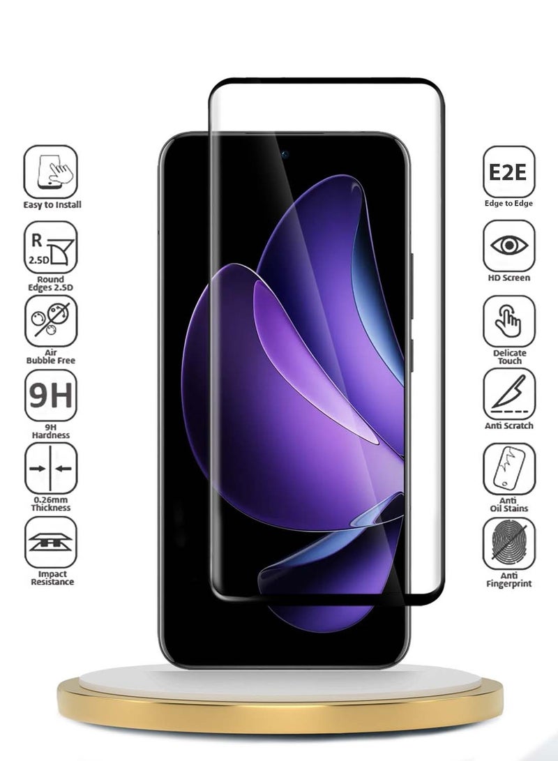 Wtech Oppo Reno13 Pro 5G 2024 Premium Edge-Pro Full Glue Full Cover Tempered Glass Screen Protector (MSGPCN) - Clear/Black - Image 2