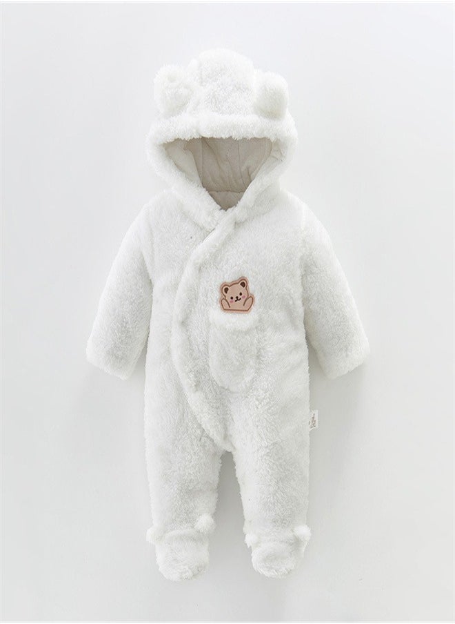 Loquat Squality Baby Thick Hooded Jumpsuit White  - Image 1