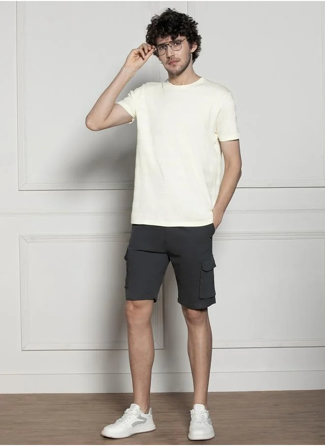 دينيس لينغو Regular Fit Offwhite Cotton-Poly T-Shirt Crew Neck