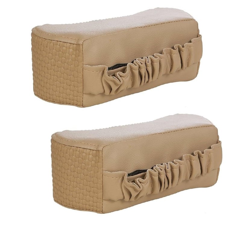 DHANVINE Car Beige Neck Rest Cushion Pillow Set of 2 Pcs Compatible with Honda Mobilio - Image 1