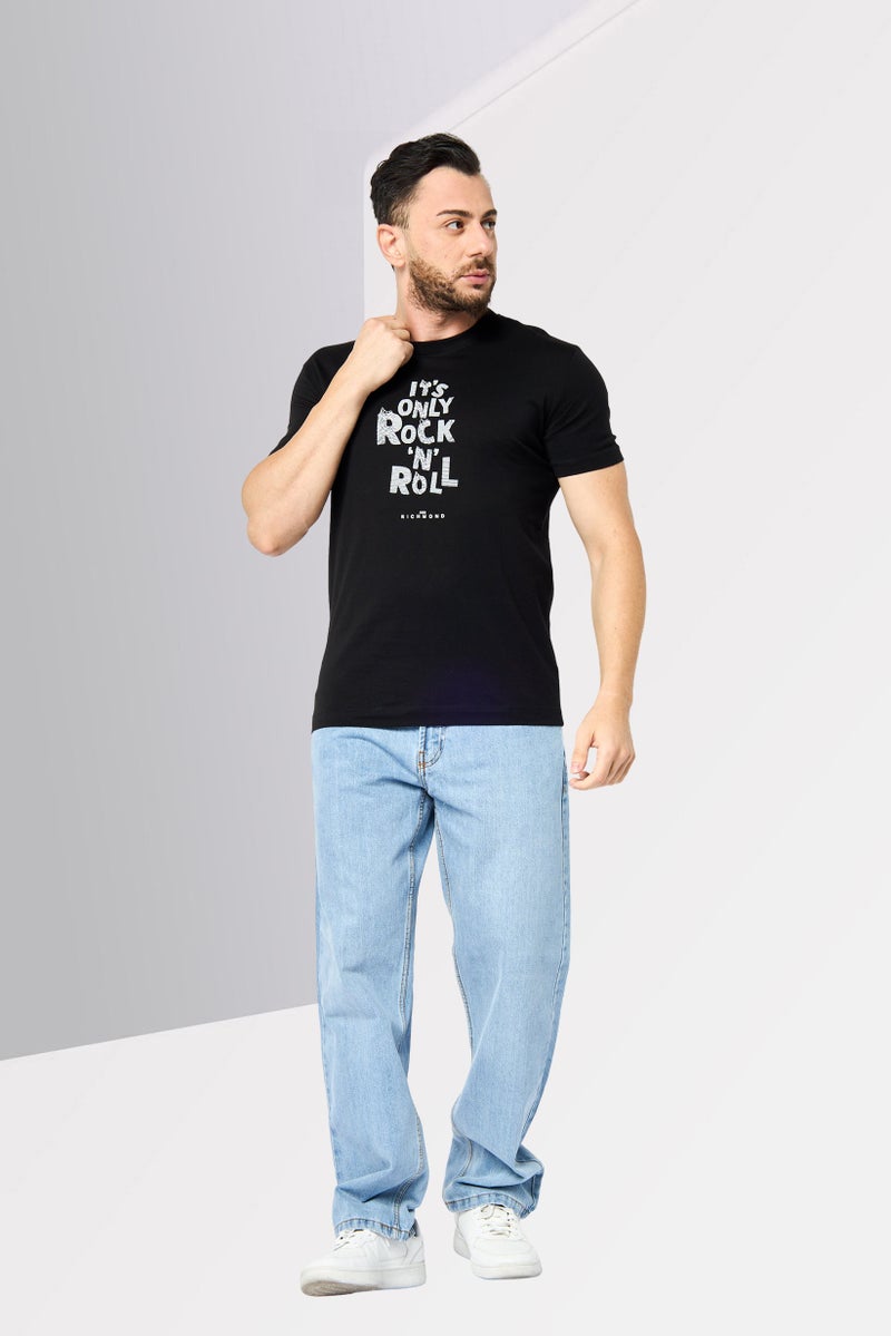 JOHN RICHMOND Men Crew Neck Short Sleeve Graphic T Shirt, Black  - Image 4