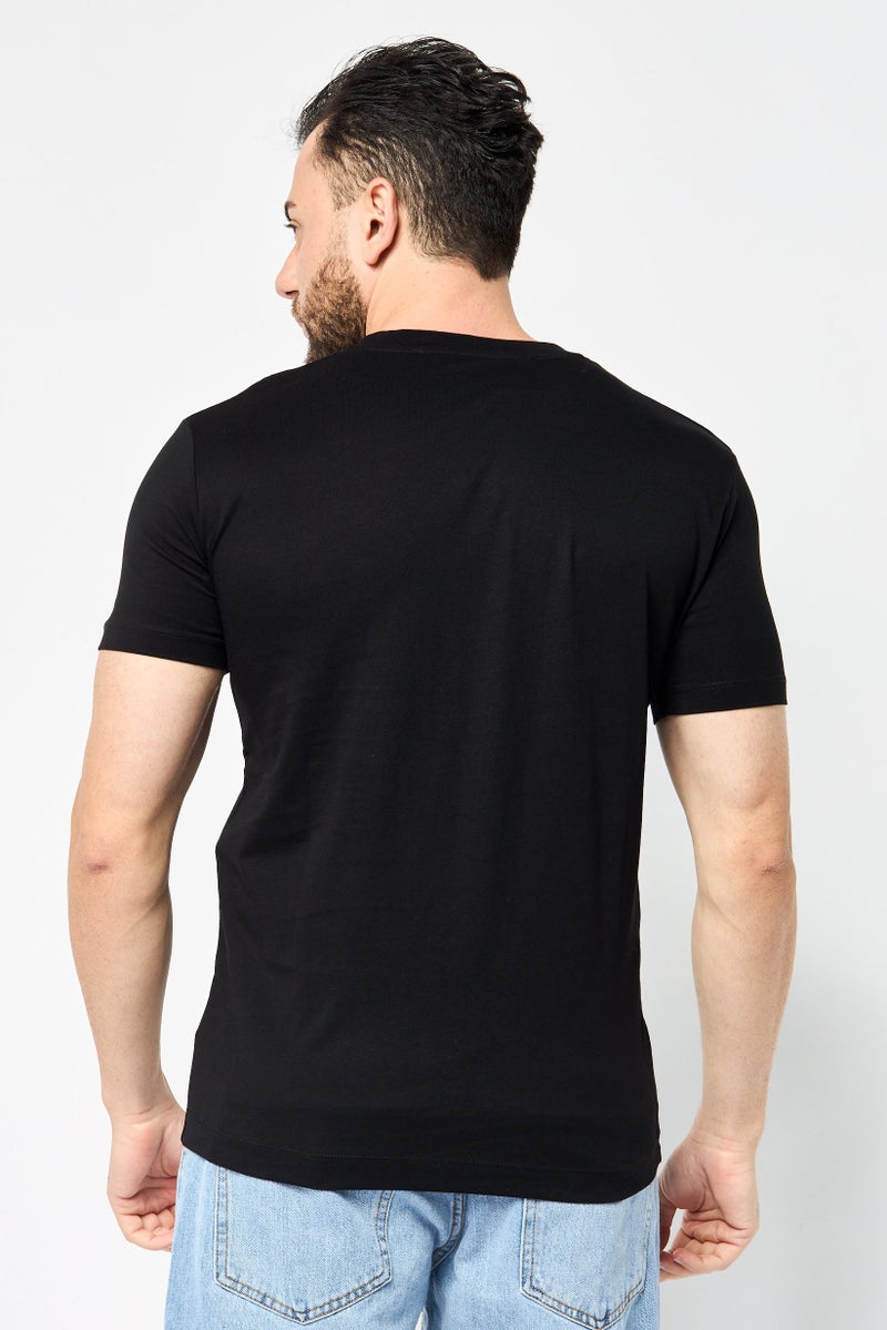 JOHN RICHMOND Men Crew Neck Short Sleeve Graphic T Shirt, Black  - Image 3