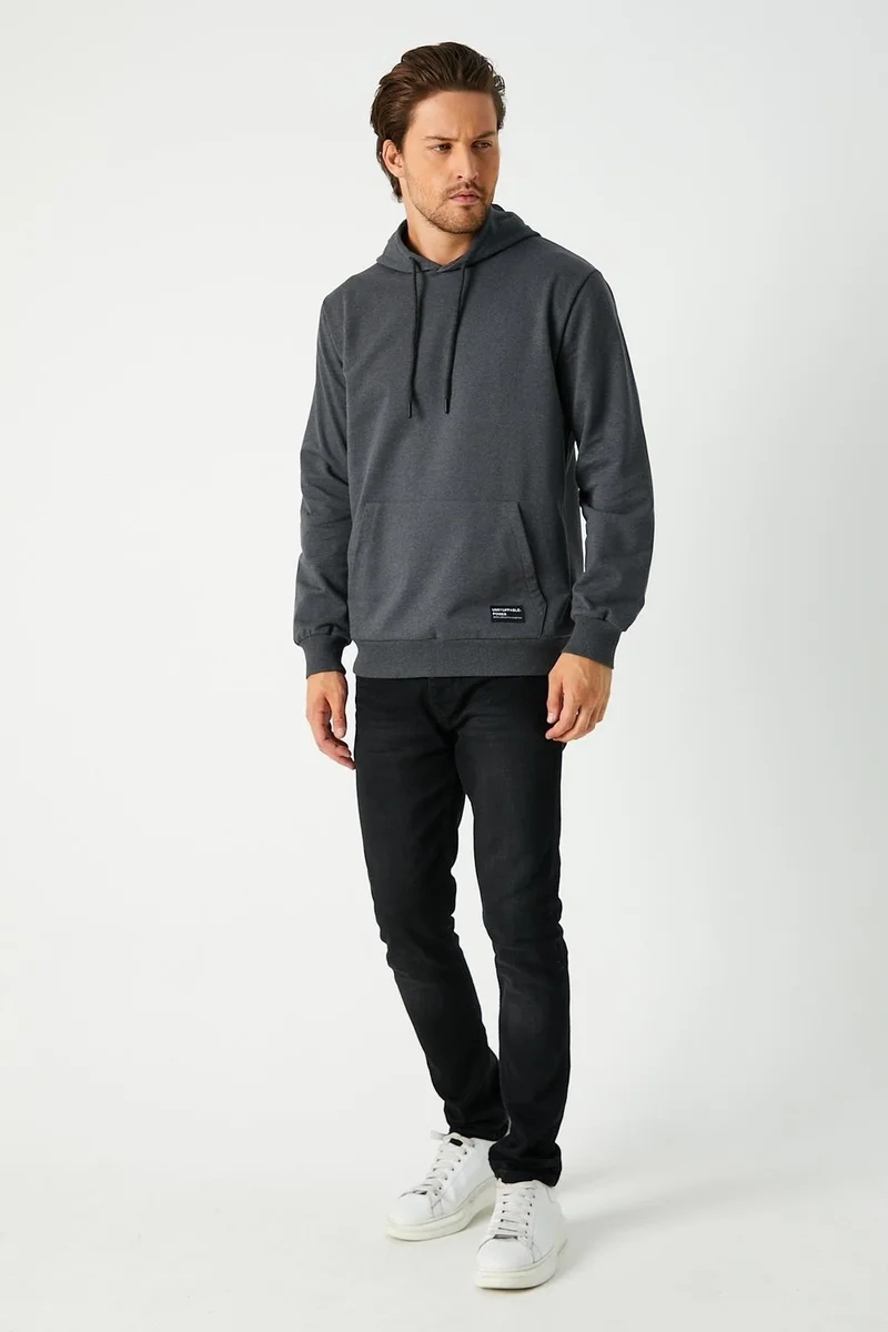 ميتاليك Anthracite Men's Hooded Kangaroo Pocket Sweatshirt