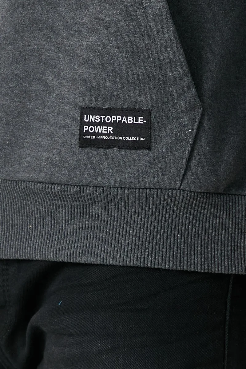 ميتاليك Anthracite Men's Hooded Kangaroo Pocket Sweatshirt
