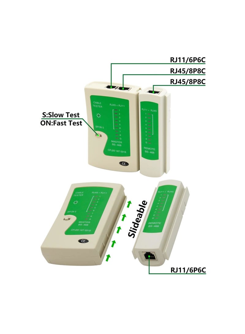 Luckam عدة أدوات ضغط RJ45 الاحترافية لكابلات Ethernet Cat5/Cat6 - تشمل 50 موصل تمرير، 50 غلاف RJ45، ومقص سلك صغير لاختبار كابلات الشبكة - Image 4