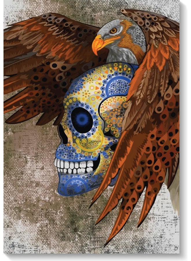 RYN Skull Printed Wall Art Grey/Brown/Blue 40x60cm - Image 2