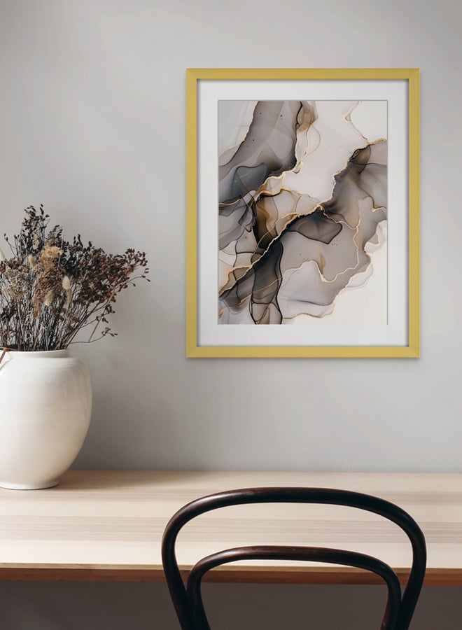 Art Decor Art Decor Modern Abstract Art Black White Water Color Ink with Gold Accents with Matboard Wall Art Framed Fine Art Wall Décor for Living Room Bedroom Dining Room Office Gifting - Image 2