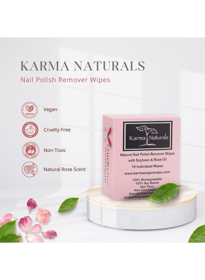 Karma Organic Natural Nail Polish Remover Wipes with Soybean and Rose Oil, 100% Soy Based, Non-Toxic, Vegan, Cruelty-Free – Pack of 10 - Image 3