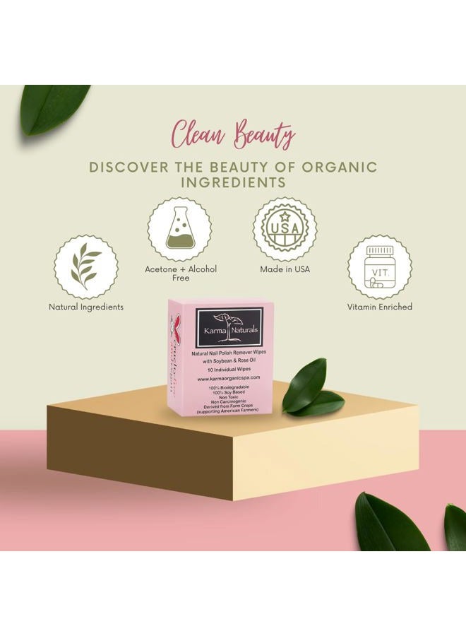 Karma Organic Natural Nail Polish Remover Wipes with Soybean and Rose Oil, 100% Soy Based, Non-Toxic, Vegan, Cruelty-Free – Pack of 10 - Image 4